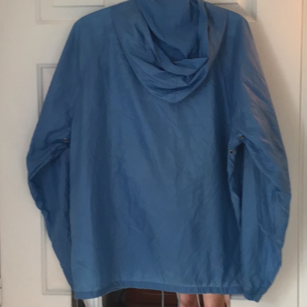 Y2K Vintage Levi's unisex light Blue Hooded  wind breaker .M - Picture 2 of 8
